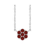 Sapphire Row Natural Gemstone Flower Cluster Necklace - Mozambique Garnet, 14K White Gold