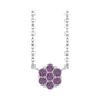 Sapphire Row Natural Gemstone Flower Cluster Necklace - Alexandrite, Platinum