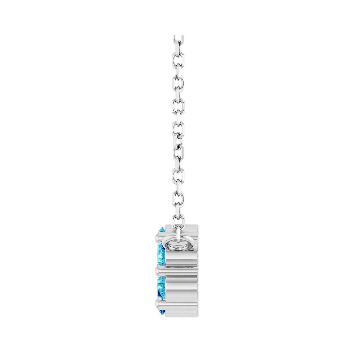 Sapphire Row Natural Gemstone Flower Cluster Necklace - Blue Zircon, Platinum (view 3)