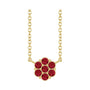 Sapphire Row Natural Gemstone Flower Cluster Necklace - Ruby, 14K Yellow Gold
