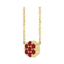 Sapphire Row Natural Gemstone Flower Cluster Necklace - Ruby, 14K Yellow Gold (view 2)