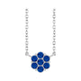 Sapphire Row Natural Gemstone Flower Cluster Necklace - Blue Sapphire, 14K White Gold