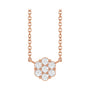 Sapphire Row Natural Gemstone Flower Cluster Necklace - White Sapphire, 14K Rose Gold