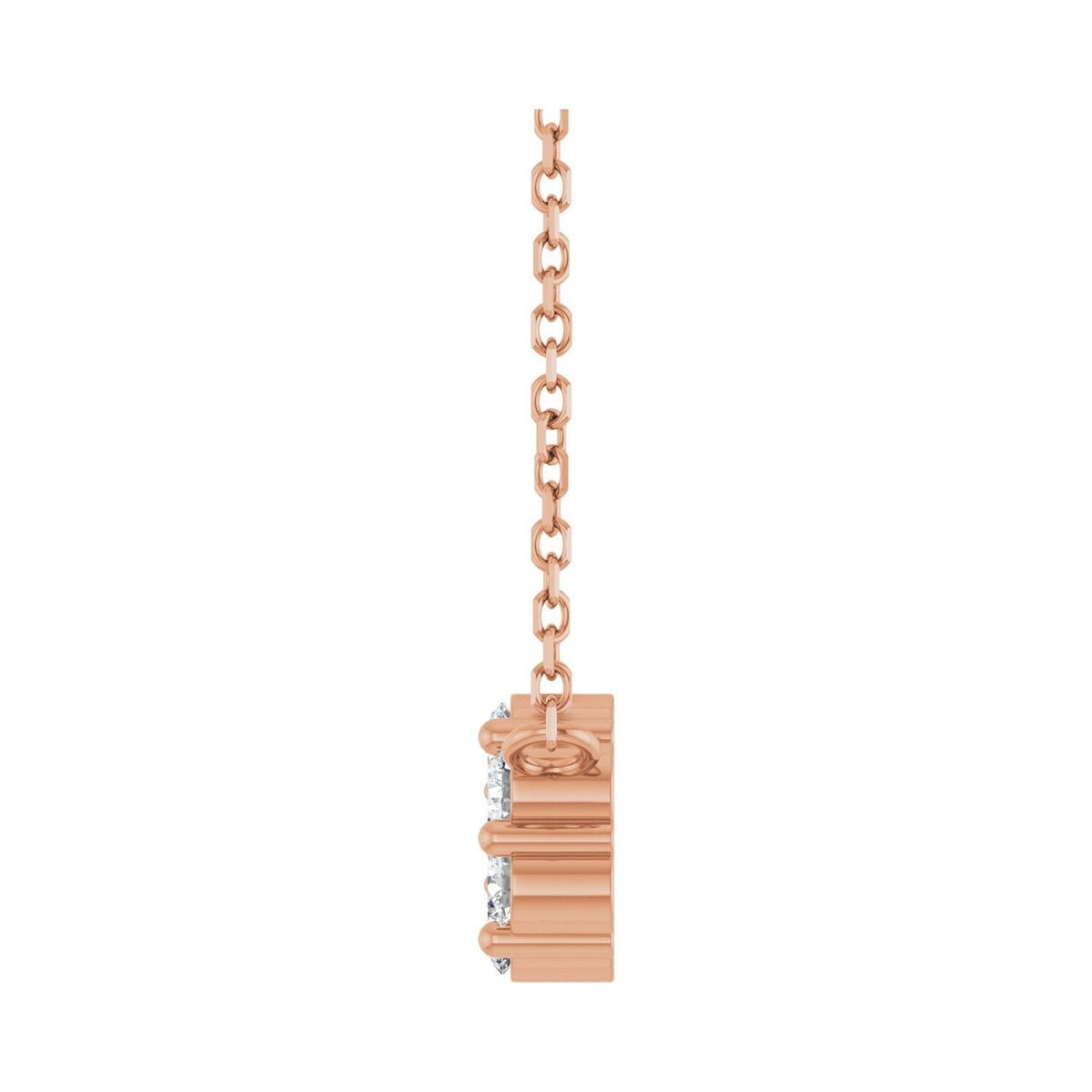 Sapphire Row Natural Gemstone Flower Cluster Necklace - White Sapphire, 14K Rose Gold (view 3)
