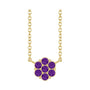 Sapphire Row Natural Gemstone Flower Cluster Necklace - Amethyst, 14K Yellow Gold