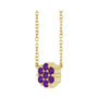 Sapphire Row Natural Gemstone Flower Cluster Necklace - Amethyst, 14K Yellow Gold (view 2)