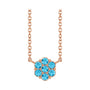 Sapphire Row Natural Gemstone Flower Cluster Necklace - Aquamarine, 14K Rose Gold