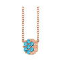 Sapphire Row Natural Gemstone Flower Cluster Necklace - Aquamarine, 14K Rose Gold (view 2)