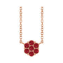 Sapphire Row Natural Gemstone Flower Cluster Necklace - Ruby, 14K Rose Gold