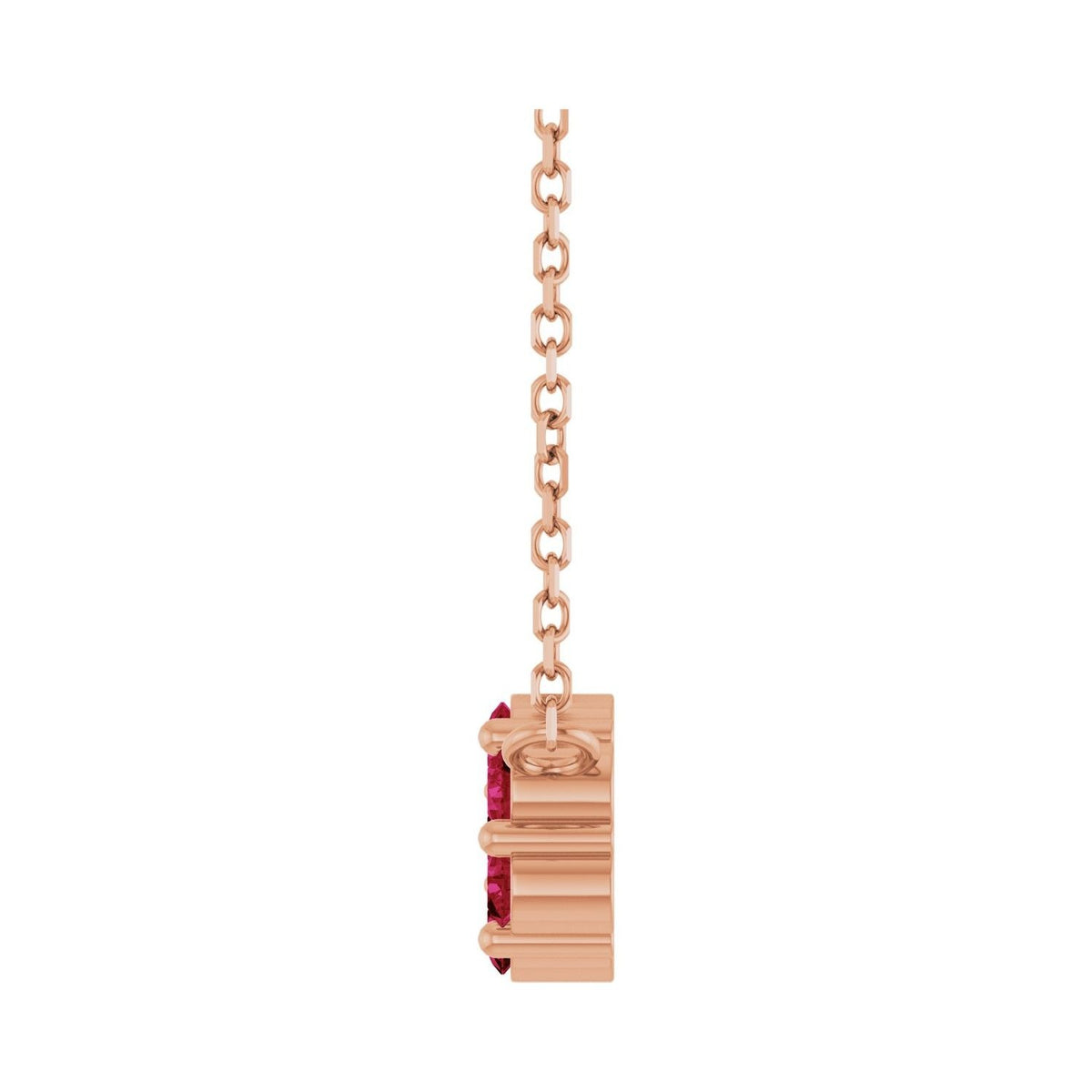 Sapphire Row Natural Gemstone Flower Cluster Necklace - Ruby, 14K Rose Gold (view 3)