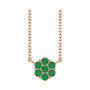 Sapphire Row Natural Gemstone Flower Cluster Necklace - Emerald, 14K Rose Gold