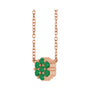 Sapphire Row Natural Gemstone Flower Cluster Necklace - Emerald, 14K Rose Gold (view 2)