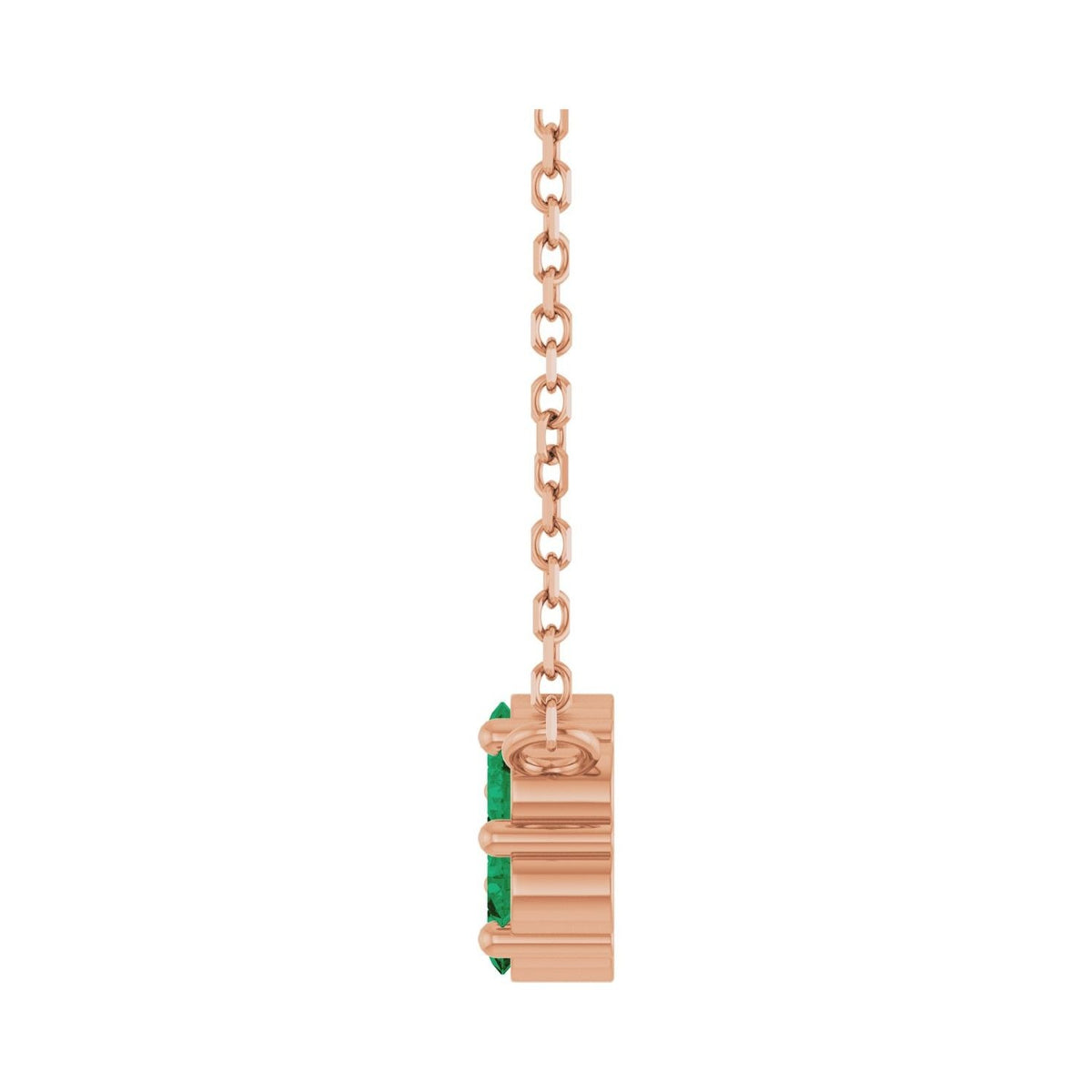 Sapphire Row Natural Gemstone Flower Cluster Necklace - Emerald, 14K Rose Gold (view 3)