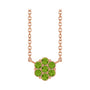 Sapphire Row Natural Gemstone Flower Cluster Necklace - Peridot, 14K Rose Gold