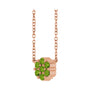 Sapphire Row Natural Gemstone Flower Cluster Necklace - Peridot, 14K Rose Gold (view 2)