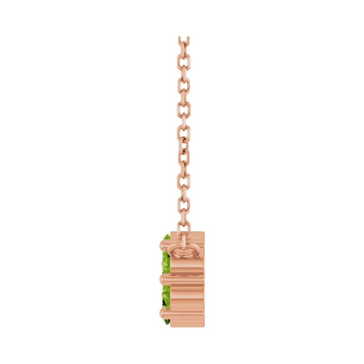 Sapphire Row Natural Gemstone Flower Cluster Necklace - Peridot, 14K Rose Gold (view 3)