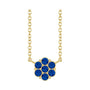 Sapphire Row Natural Gemstone Flower Cluster Necklace - Blue Sapphire, 14K Yellow Gold