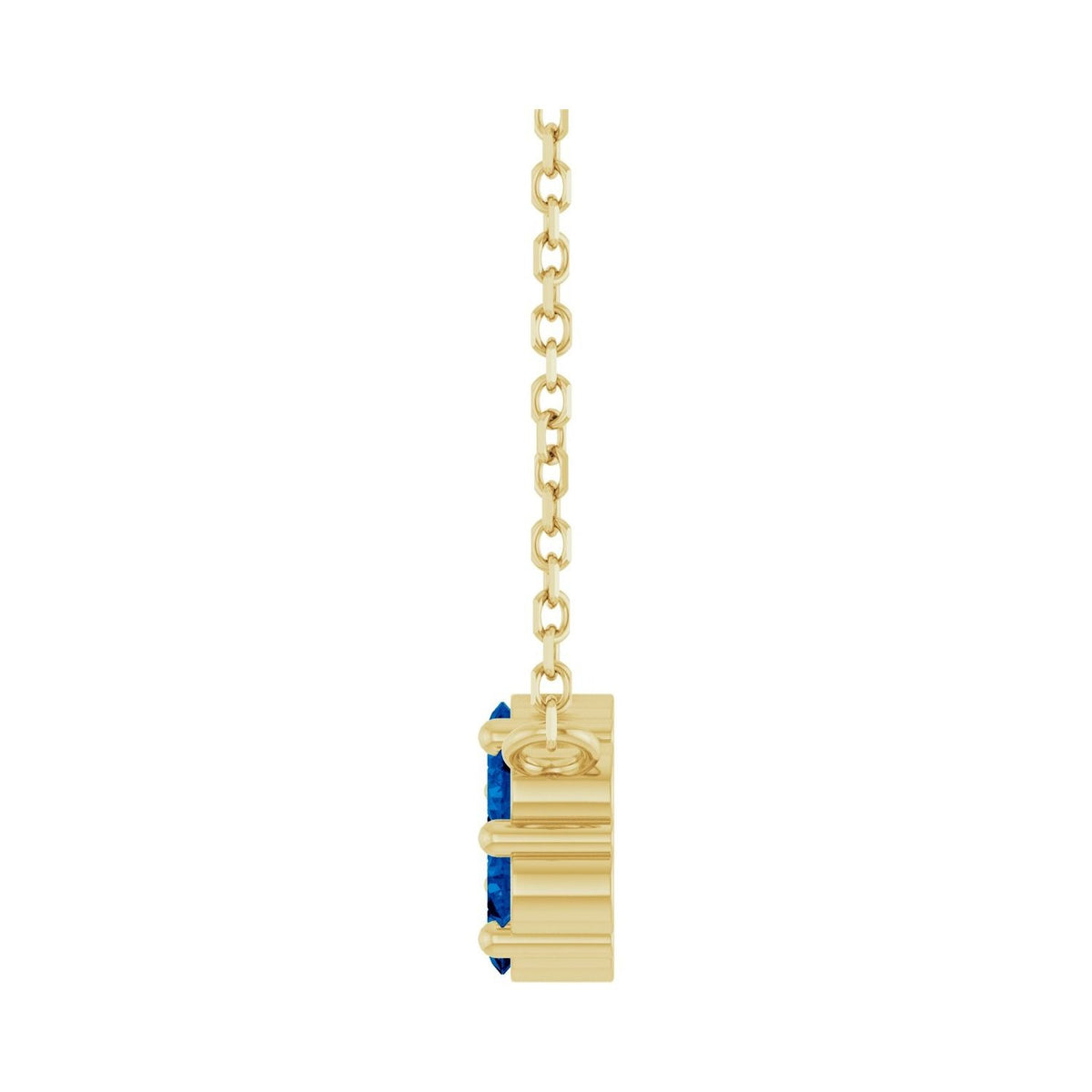 Sapphire Row Natural Gemstone Flower Cluster Necklace - Blue Sapphire, 14K Yellow Gold (view 3)