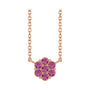 Sapphire Row Natural Gemstone Flower Cluster Necklace - Pink Tourmaline, 14K Rose Gold