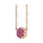 Sapphire Row Natural Gemstone Flower Cluster Necklace - Pink Tourmaline, 14K Rose Gold (view 2)