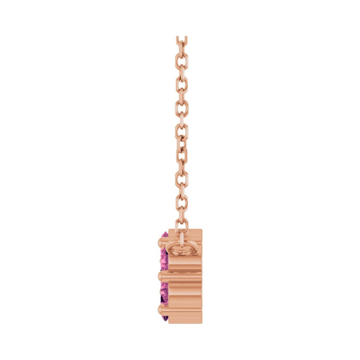 Sapphire Row Natural Gemstone Flower Cluster Necklace - Pink Tourmaline, 14K Rose Gold (view 3)