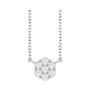 Sapphire Row Natural Gemstone Flower Cluster Necklace - White Sapphire, 14K White Gold