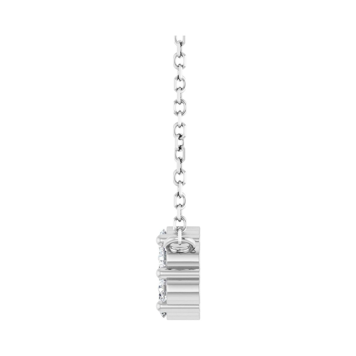Sapphire Row Natural Gemstone Flower Cluster Necklace - White Sapphire, 14K White Gold (view 3)