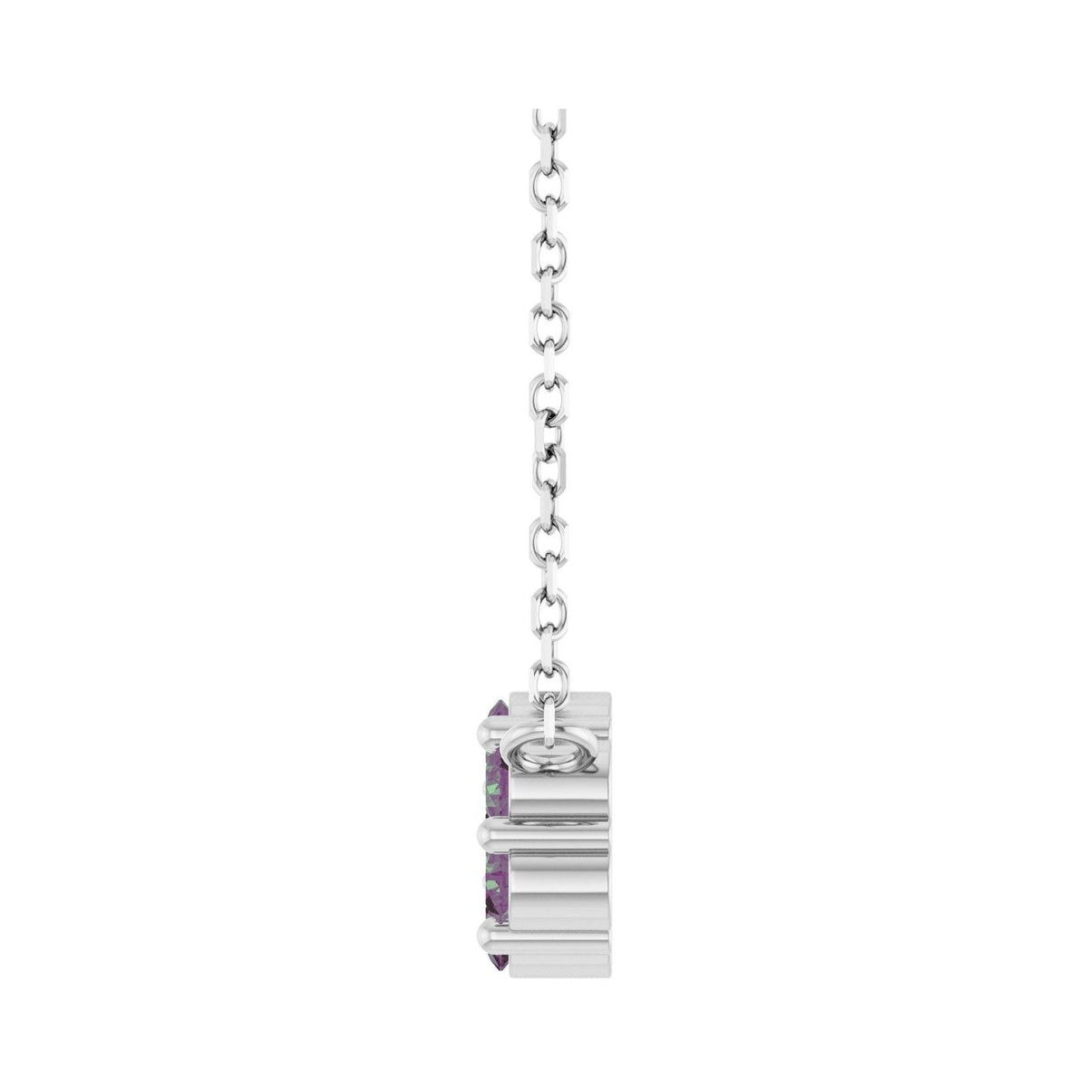 Sapphire Row Natural Gemstone Flower Cluster Necklace - Alexandrite, 14K White Gold (view 3)