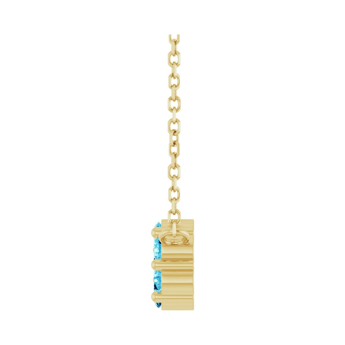 Sapphire Row Natural Gemstone Flower Cluster Necklace - Aquamarine, 14K Yellow Gold (view 3)