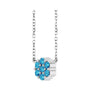 Sapphire Row Natural Gemstone Flower Cluster Necklace - Blue Zircon, 14K White Gold (view 2)