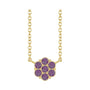 Sapphire Row Natural Gemstone Flower Cluster Necklace - Alexandrite, 14K Yellow Gold
