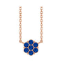 Sapphire Row Natural Gemstone Flower Cluster Necklace - Blue Sapphire, 14K Rose Gold
