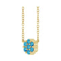 Sapphire Row Natural Gemstone Flower Cluster Necklace - Blue Zircon, 14K Yellow Gold (view 2)