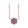Sapphire Row Natural Gemstone Flower Cluster Necklace - Alexandrite, 14K Rose Gold