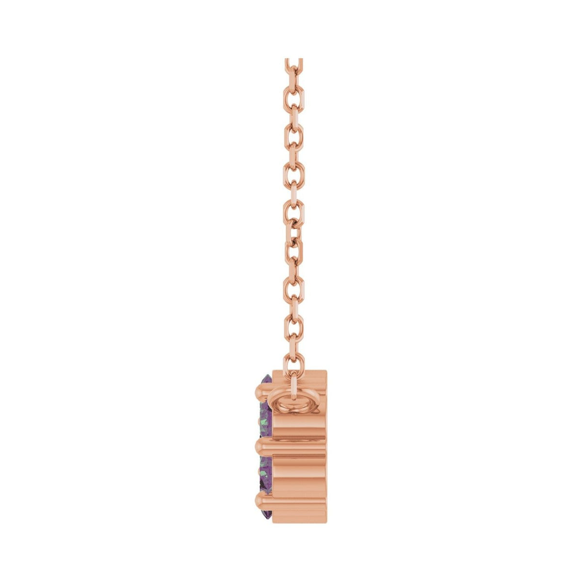 Sapphire Row Natural Gemstone Flower Cluster Necklace - Alexandrite, 14K Rose Gold (view 3)