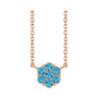 Sapphire Row Natural Gemstone Flower Cluster Necklace - Blue Zircon, 14K Rose Gold
