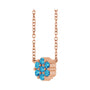 Sapphire Row Natural Gemstone Flower Cluster Necklace - Blue Zircon, 14K Rose Gold (view 2)