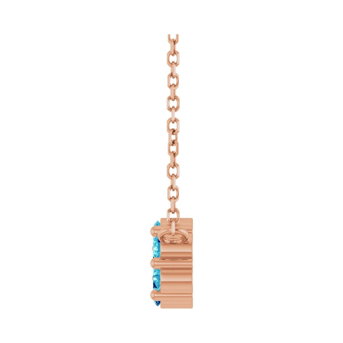 Sapphire Row Natural Gemstone Flower Cluster Necklace - Blue Zircon, 14K Rose Gold (view 3)