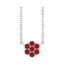 Sapphire Row Natural Gemstone Flower Cluster Necklace - Ruby, 14K White Gold