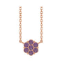 Sapphire Row Lab-Grown Gemstone Flower Cluster Necklace - Alexandrite, 14K Rose Gold