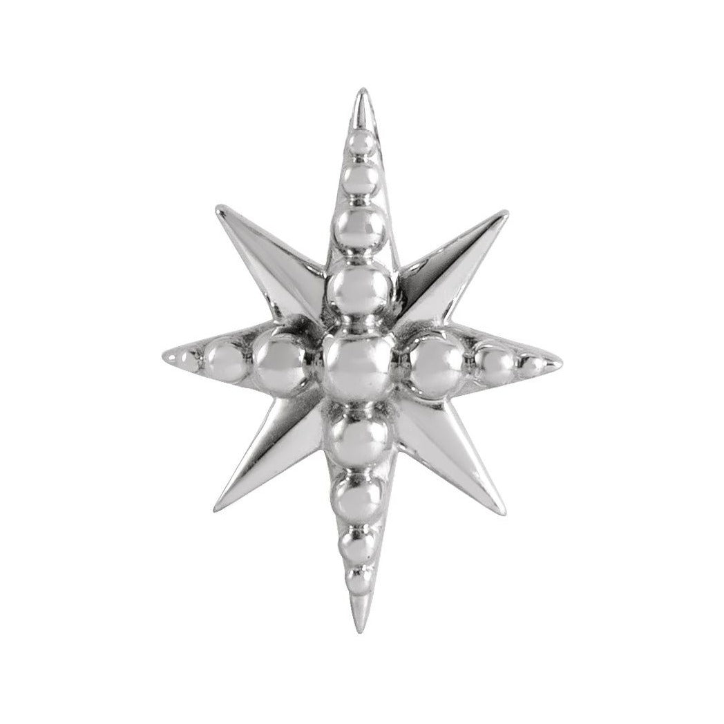 Sapphire Row Gold Beaded Starburst Pendant - 14K White Gold