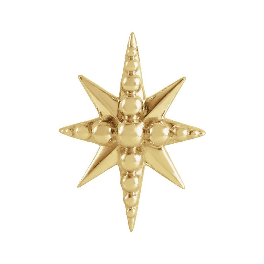 Sapphire Row Gold Beaded Starburst Pendant - 14K Yellow Gold