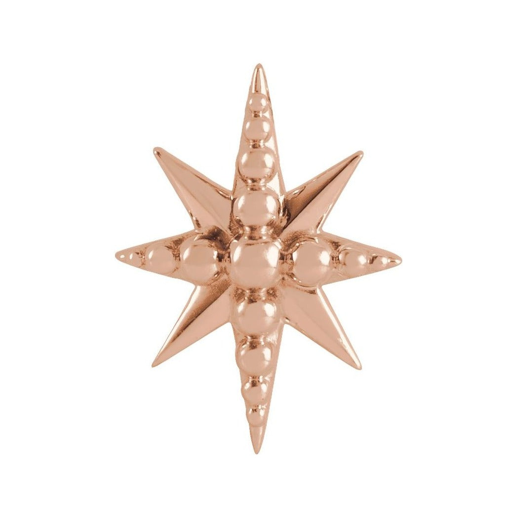 Sapphire Row Gold Beaded Starburst Pendant - 14K Rose Gold