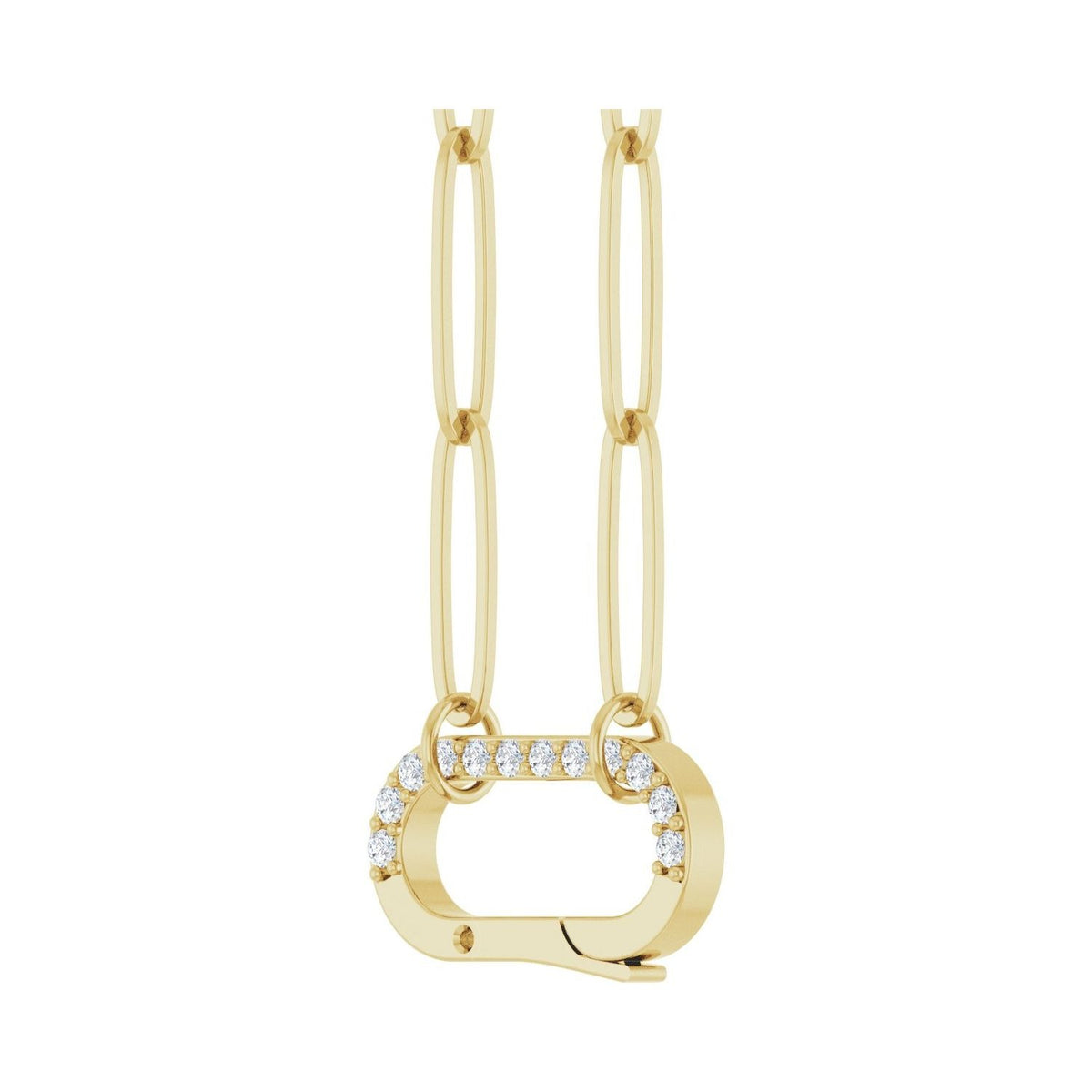 Sapphire Row Natural Diamond Pavé Carabiner Charm Necklace - 14K Yellow Gold (view 2)