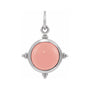 Sapphire Row Natural Gemstone Beaded Cabochon Pendant - Pink Opal, 14K White Gold