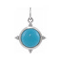 Sapphire Row Natural Gemstone Beaded Cabochon Pendant - Turquoise, 14K White Gold