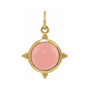 Sapphire Row Natural Gemstone Beaded Cabochon Pendant - Pink Opal, 14K Yellow Gold