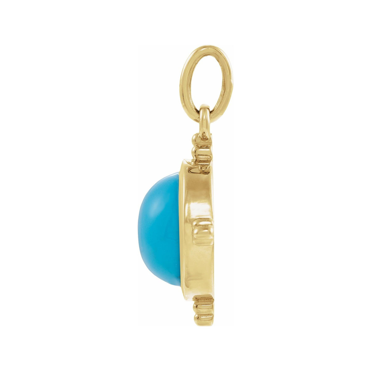Sapphire Row Natural Gemstone Beaded Cabochon Pendant - Turquoise, 14K Yellow Gold (view 2)