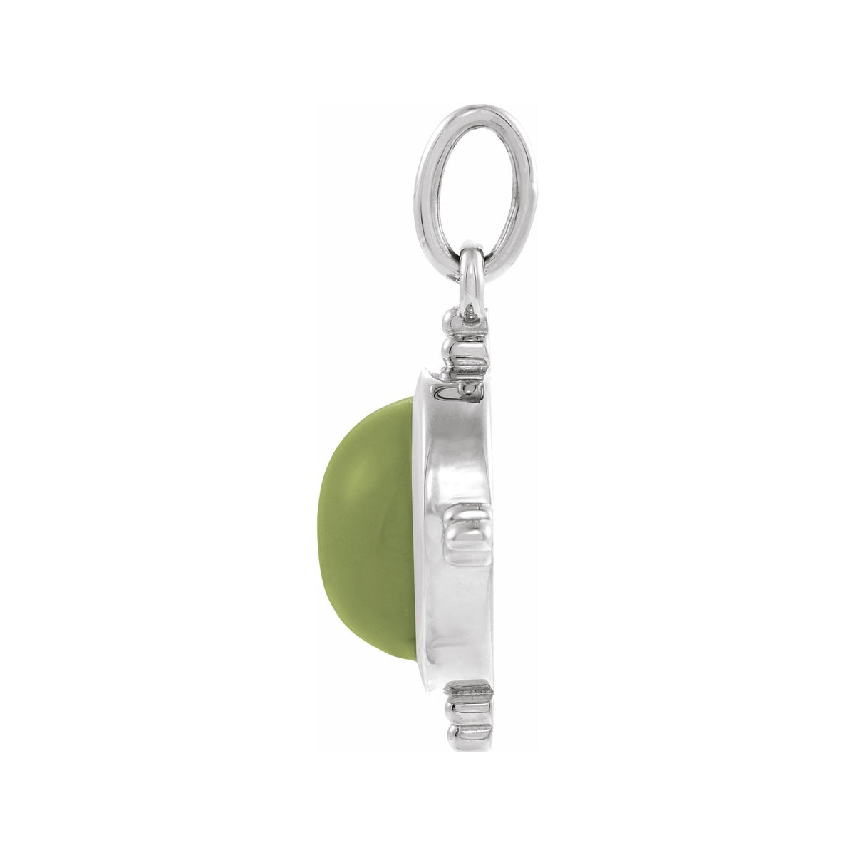 Sapphire Row Natural Gemstone Beaded Cabochon Pendant - Jade, 14K White Gold (view 2)