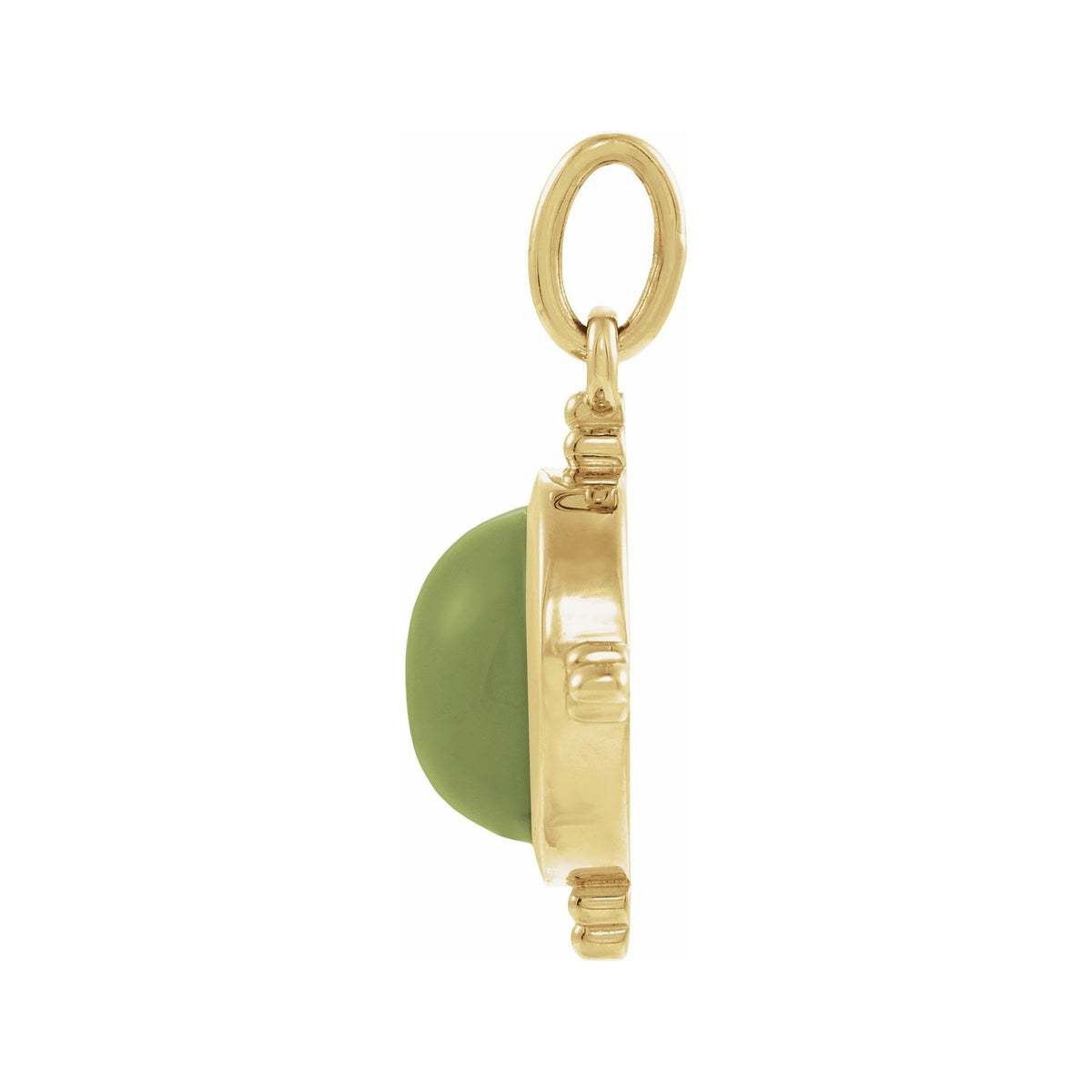 Sapphire Row Natural Gemstone Beaded Cabochon Pendant - Jade, 14K Yellow Gold (view 2)